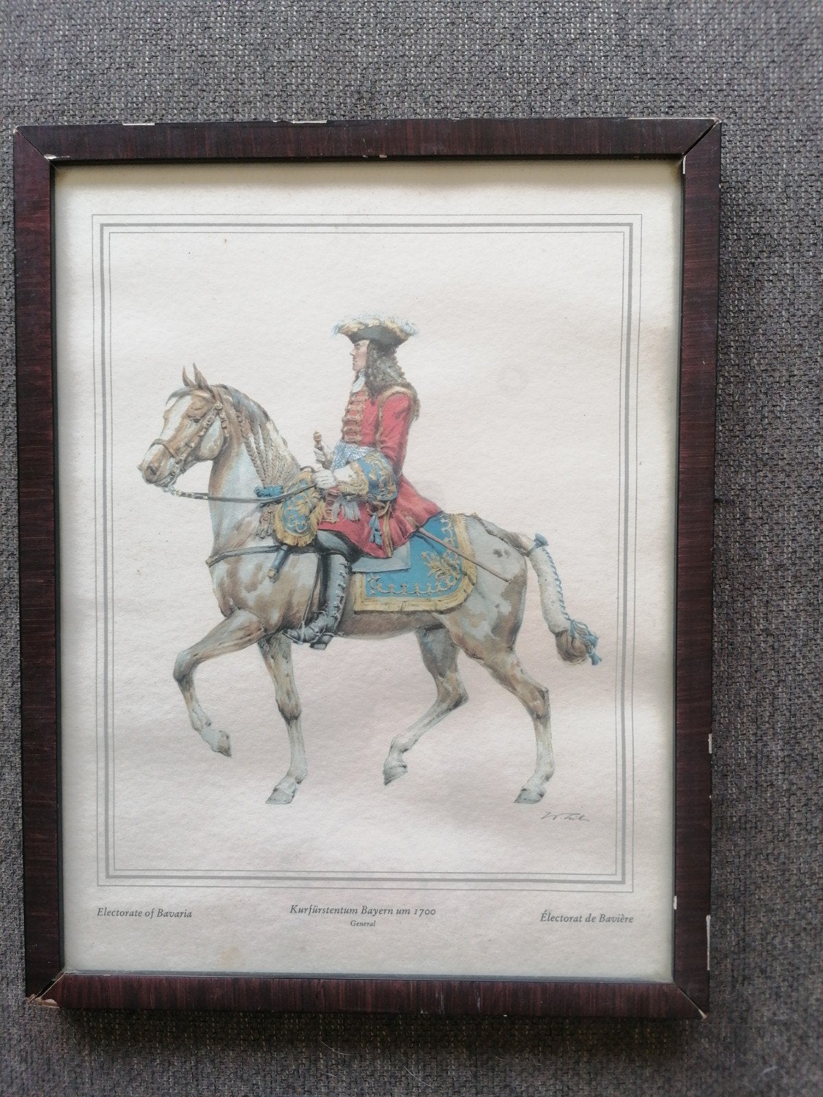 oude ingekleurde militaire prent Kurfürstentum Bayern, Antiquités & Art, Enlèvement ou Envoi, Impression, Estampe