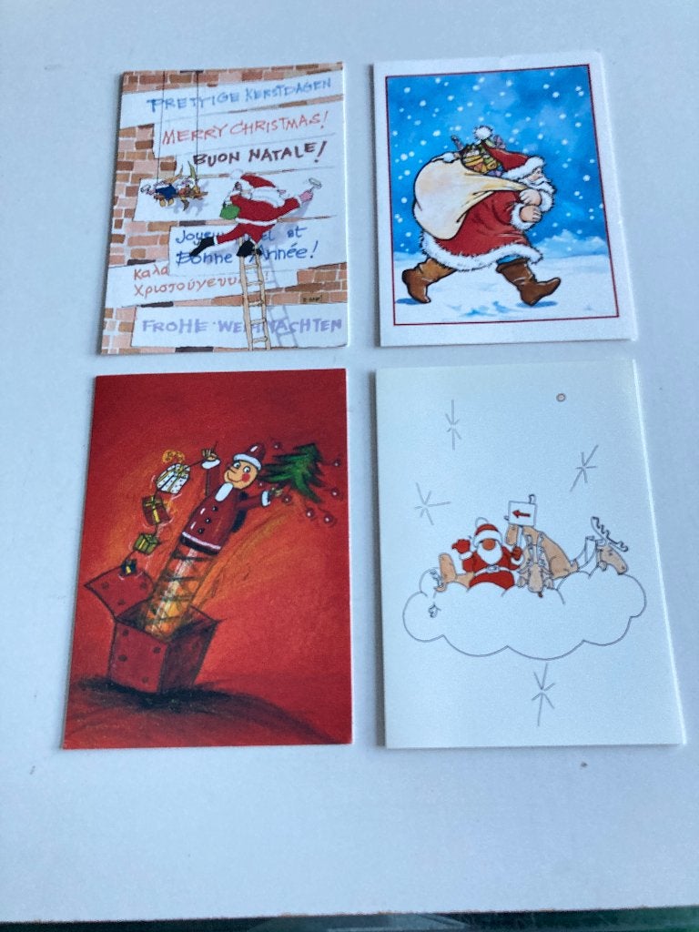 4 cartes de Noël vintage avec le Père Noël UNICEF, Enlèvement ou Envoi, Neuf