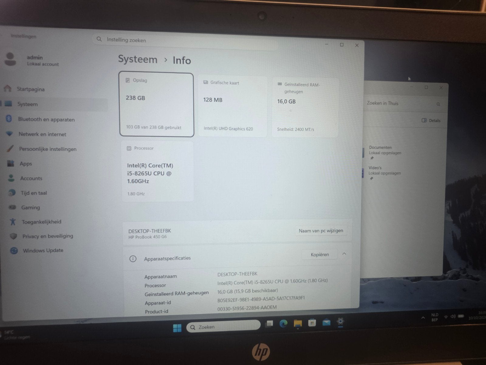 hp probook 450 16gb 256gb ssd i5 w11pro, Computers en Software, 256 GB, 2 tot 3 Ghz, Refurbished, Ophalen of Verzenden