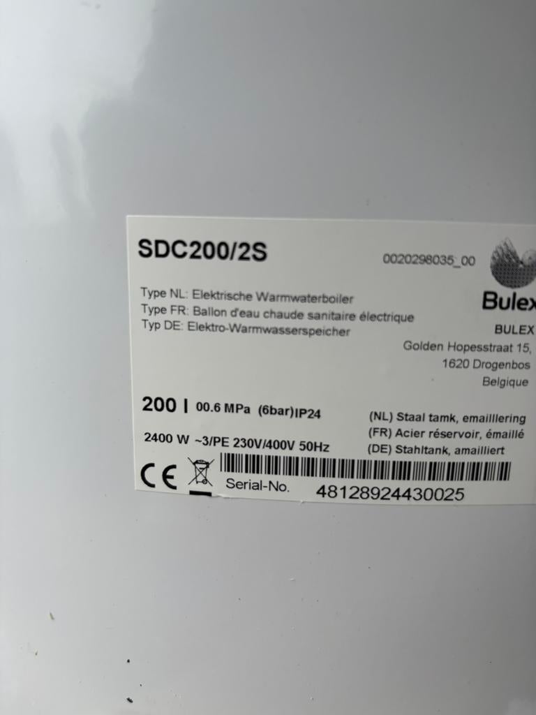 Boiler bulex 200 l staand model, Enlèvement, Comme neuf