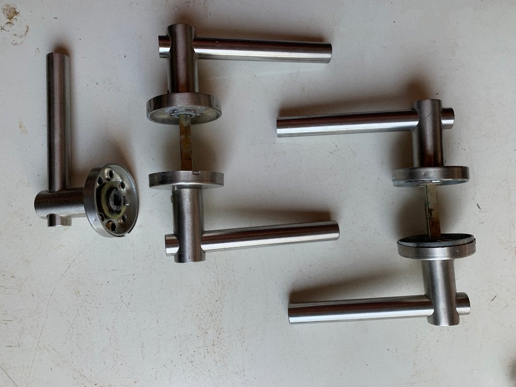 Meerdere deurklinken binnendeuren inox en aluminium, Ophalen, Gebruikt, Inox, Klink of Kruk