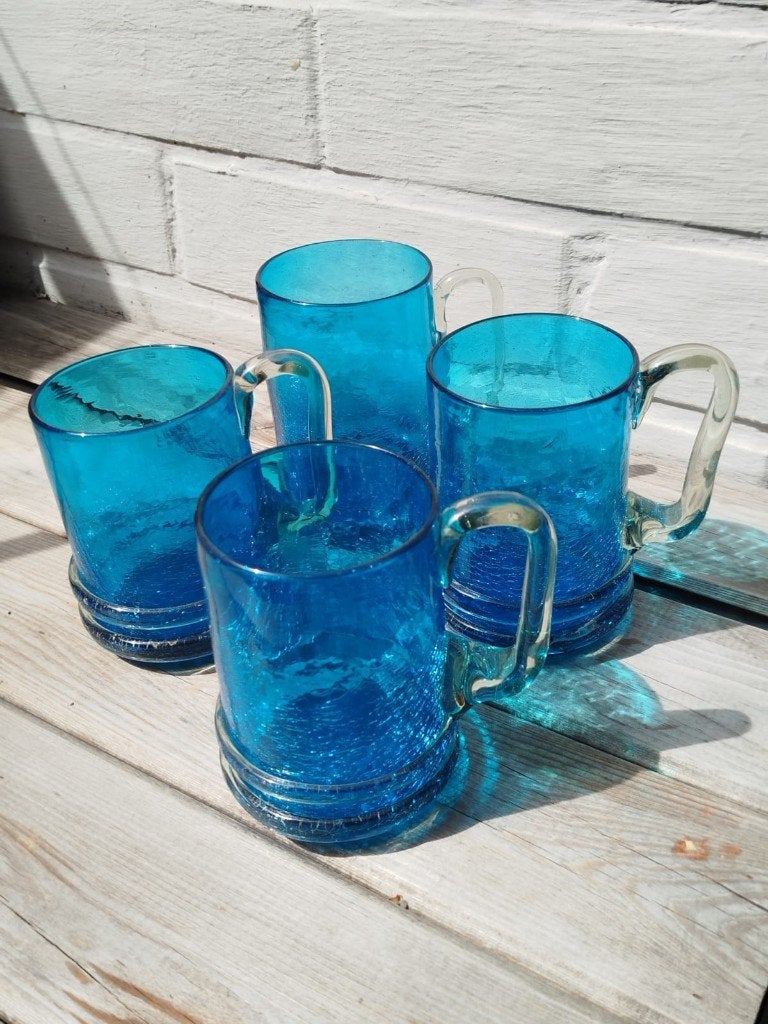 Vintage Craquelé Bierpullen/Glazen. Jaren 60, Verre ou Verres, Enlèvement ou Envoi, Comme neuf, Verre