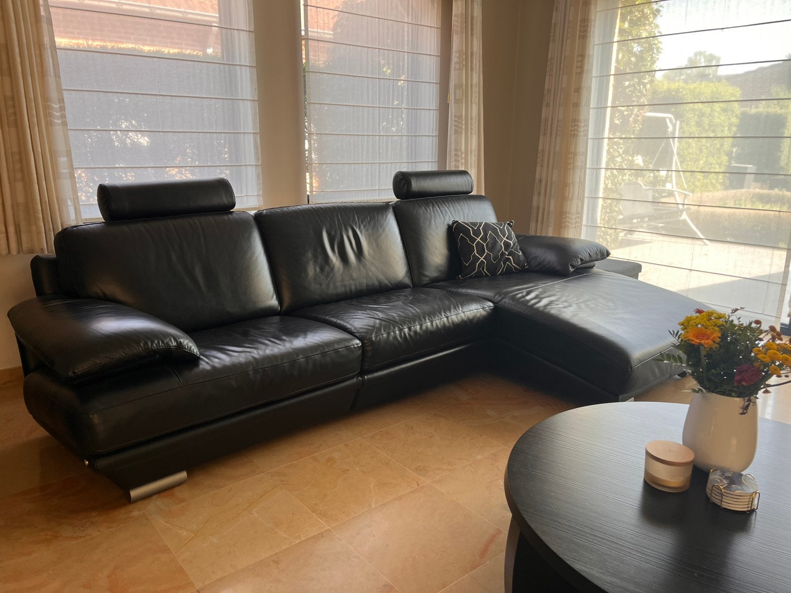 Luxe lederen longchair zetel - Natuzzi, Enlèvement, Comme neuf