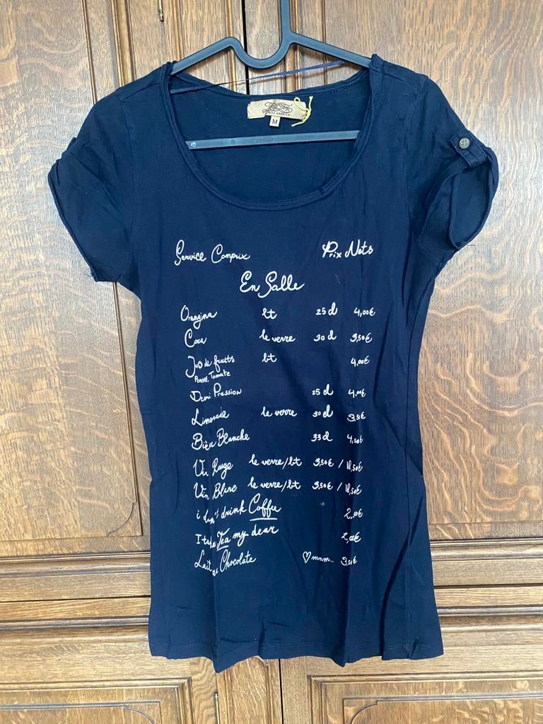 T-shirt bleu menu, Manches courtes, Taille 38/40 (M), Enlèvement ou Envoi, Porté