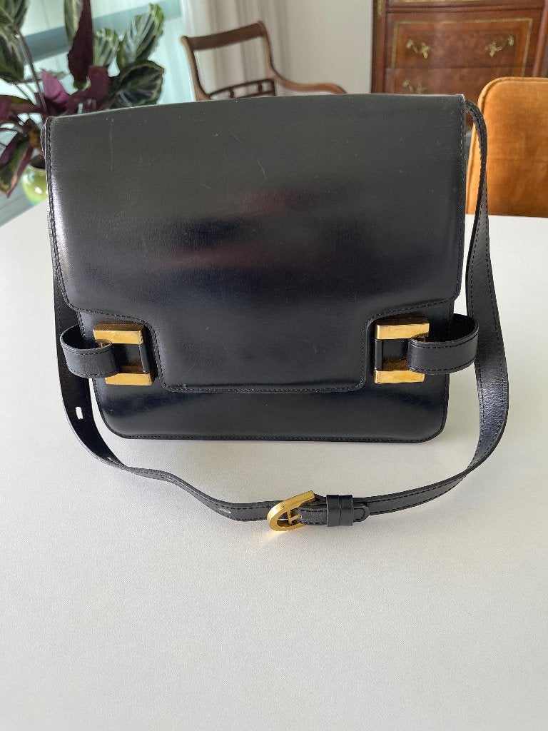 Delvaux dubbele tas in D-model, Handtassen en Accessoires, Tassen | Damestassen, Ophalen of Verzenden, Gebruikt, Zwart
