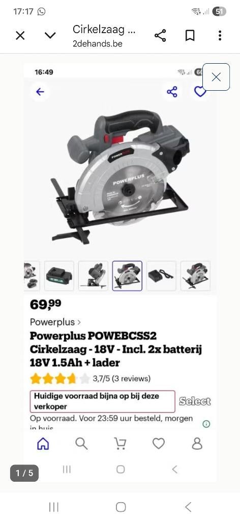 Cirkelzaag op batterij, Ophalen, Nieuw, Cirkelzaag