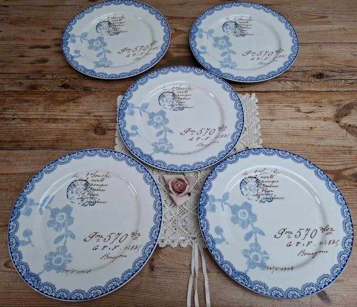 5 Diner borden Green Gate met blauw motief, Huis en Inrichting, Gebruikt, -, -, Ophalen of Verzenden