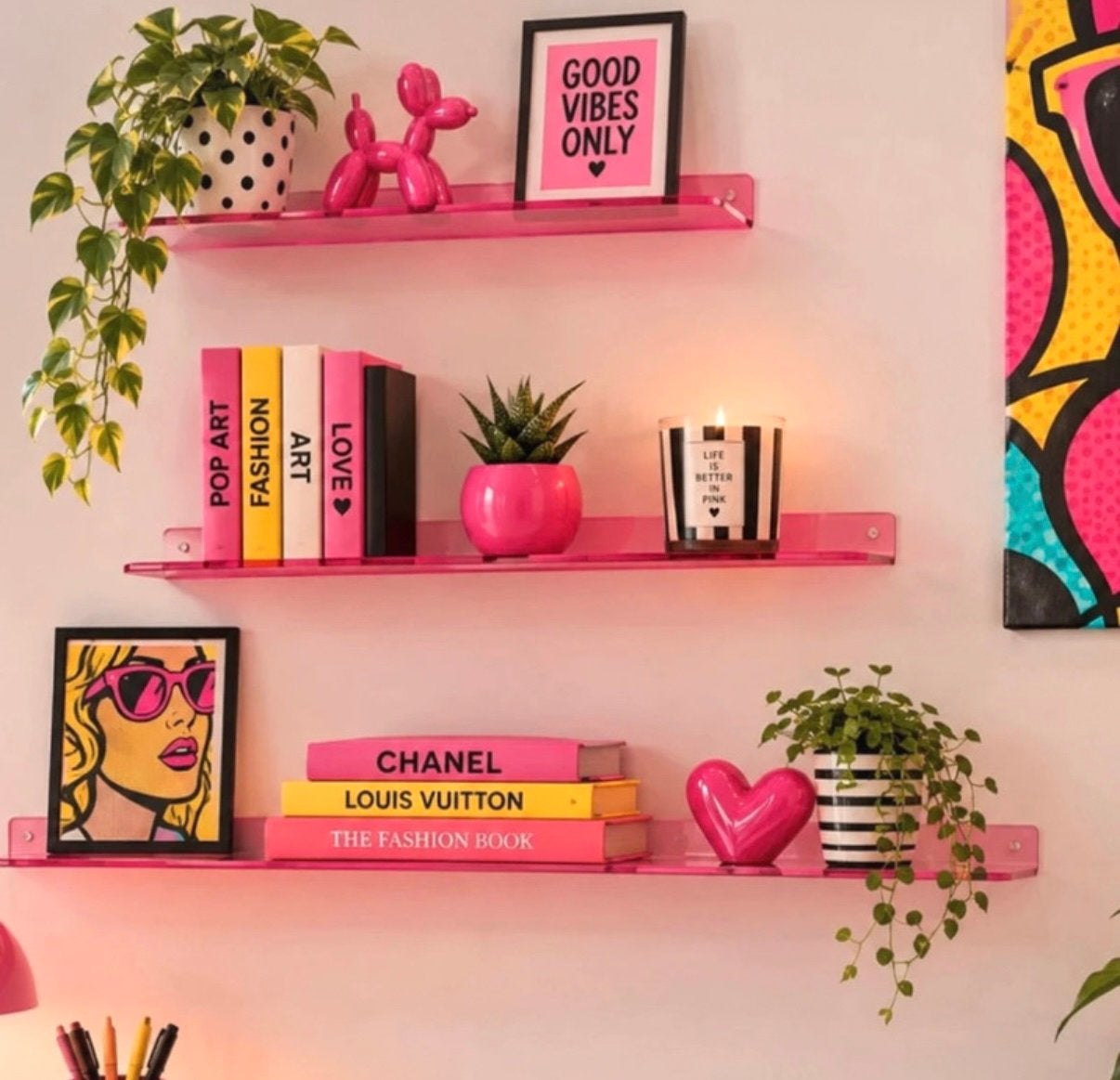 Ensemble de 3 nouvelles étagères murales en acrylique rose, Maison & Meubles, Enlèvement ou Envoi, Neuf