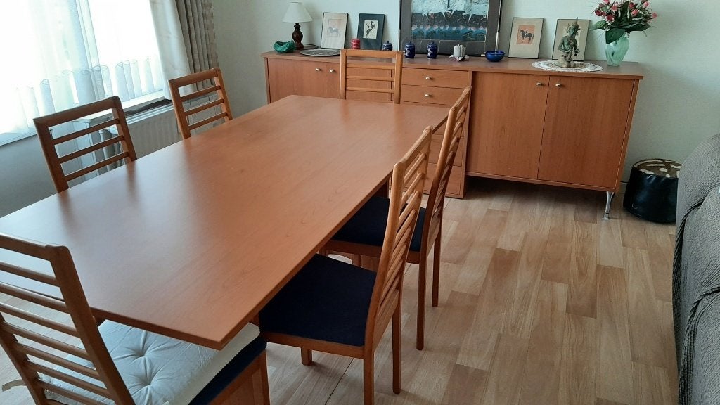 Salle à manger : table + buffet + vitrine + 6 chaises, Maison & Meubles, Mobilier complet, Enlèvement