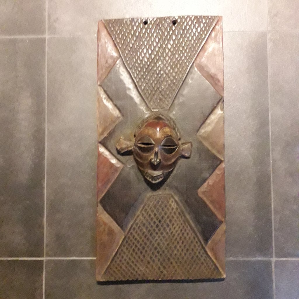 Panneau de masque tribal africain sculpté à la main en bois, Afrique, Bois, Enlèvement ou Envoi, Religion