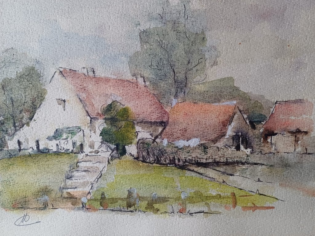 AQUARELLEN op tekenpapier M.VAN DEN BEMPT, Antiquités & Art, Enlèvement ou Envoi, Dessin, Aquarelle, Fait main