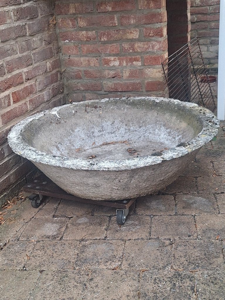 Grote ronde bloembak in beton, Tuin en Terras, Ophalen, Gebruikt, Minder dan 30 cm, Rond