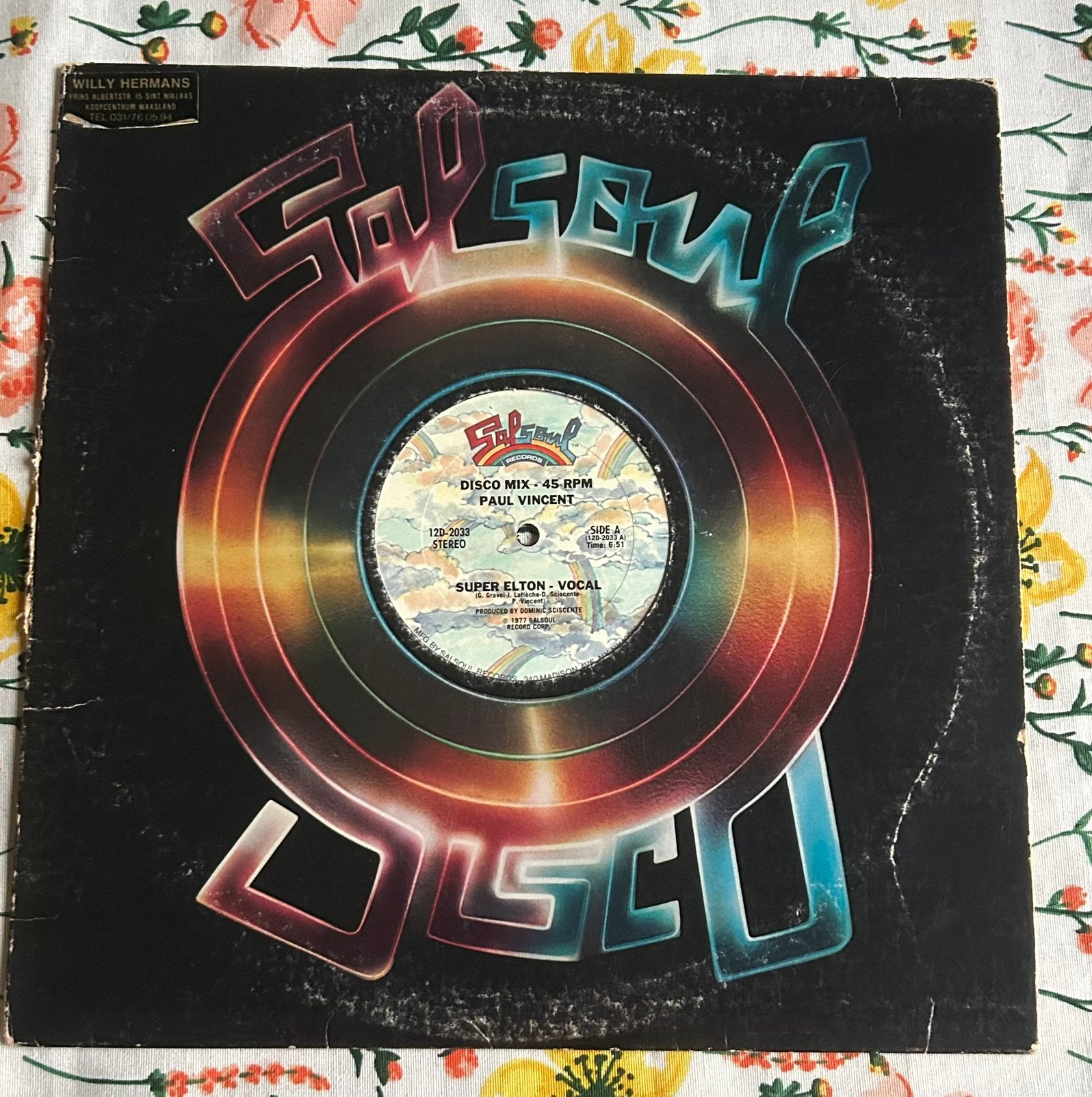 12 inch vinylsingle super elton - paul vincent 1977, Ophalen, Gebruikt