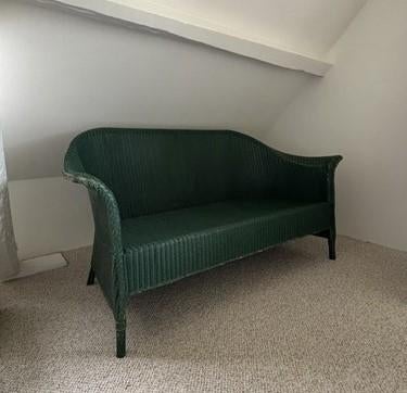 groene rotan zetel, Huis en Inrichting, Ophalen, Gebruikt, 150 tot 200 cm, Driepersoons