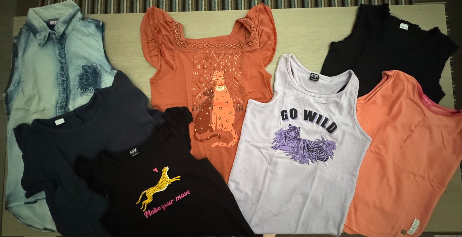 Pakket 7 topjes maat 134/140, Enlèvement, Utilisé, Fille, Chemise ou À manches longues