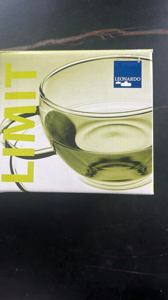 4 theetassen in glas Leonardo nieuw in doos, Verzamelen, Ophalen, Nieuw