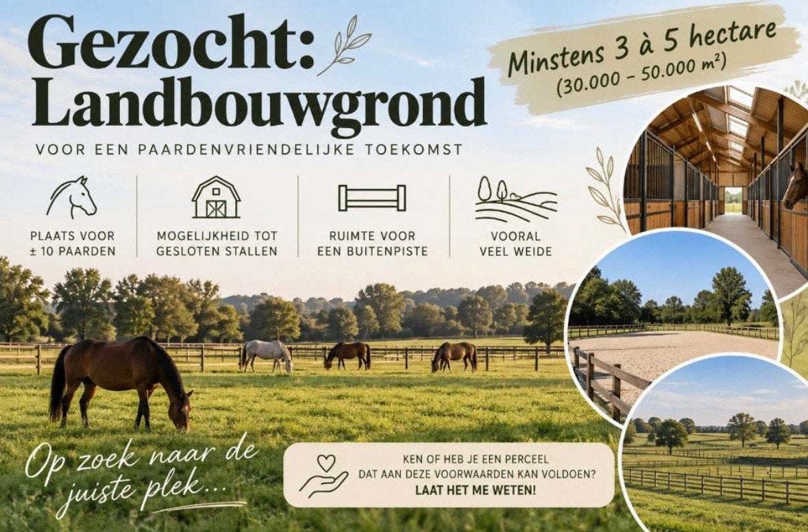 GEZOCHT - Landbouwgrond, 1500 m² of meer