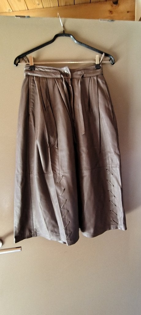 Lederen rok, Kleding | Dames, Rokken, Bruin, Gedragen, Onder de knie, Ophalen