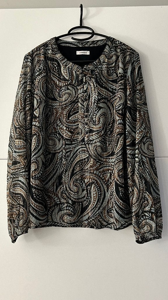 Damart blouse met print, Kleding | Dames, Blouses en Tunieken, Zwart, Maat 46/48 (XL) of groter, Ophalen of Verzenden, Zo goed als nieuw