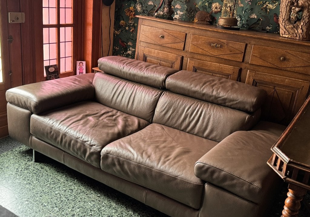 Ruime lederen tweezit van Chateau d’Ax, Huis en Inrichting, Ophalen, 150 tot 200 cm, Tweepersoons, 75 tot 100 cm
