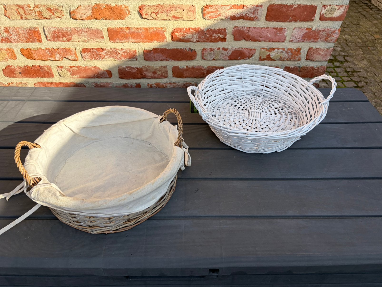 Rieten manden, Gevlochten, Mand, Rond, Ophalen of Verzenden