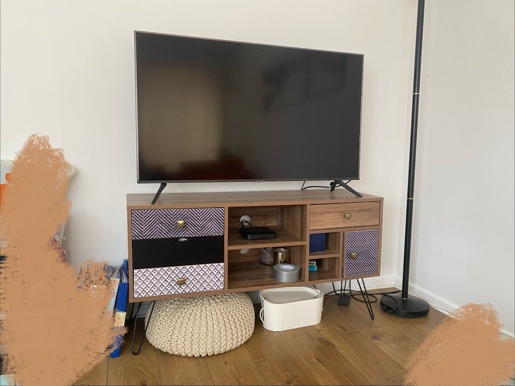 Meuble tv - buffet bas, Ophalen, 100 tot 150 cm, Bohème - scandinave, Zo goed als nieuw