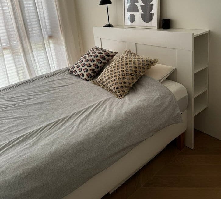 Bed 140x200 met boxspring, hoofdeinde, 4 lades en matras, 140 cm, Enlèvement, Utilisé, 200 cm