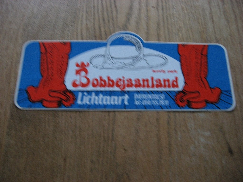 Vintage Sticker Bobbejaanland Lichtaart Pretpark 19 x 8 cm, Verzamelen, Ophalen of Verzenden, Nieuw, Overige typen