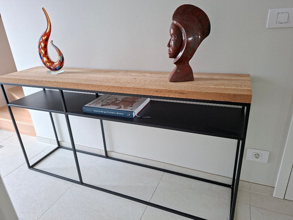 Prachtige muurtafel met massief eiken blad, Ophalen, Zo goed als nieuw, Eikenhout