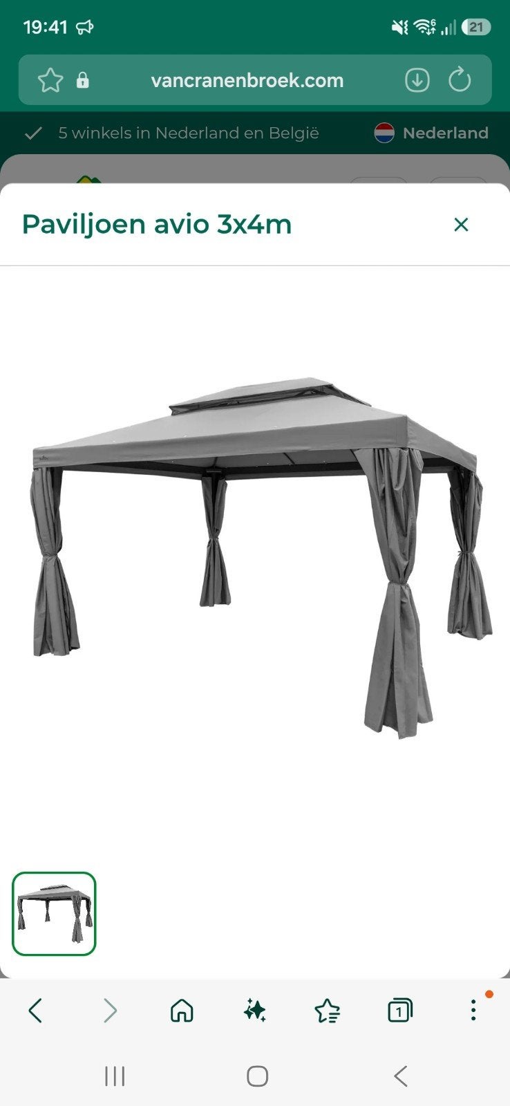 doek van pargola vancraenenbroek, Tuin en Terras, Ophalen of Verzenden