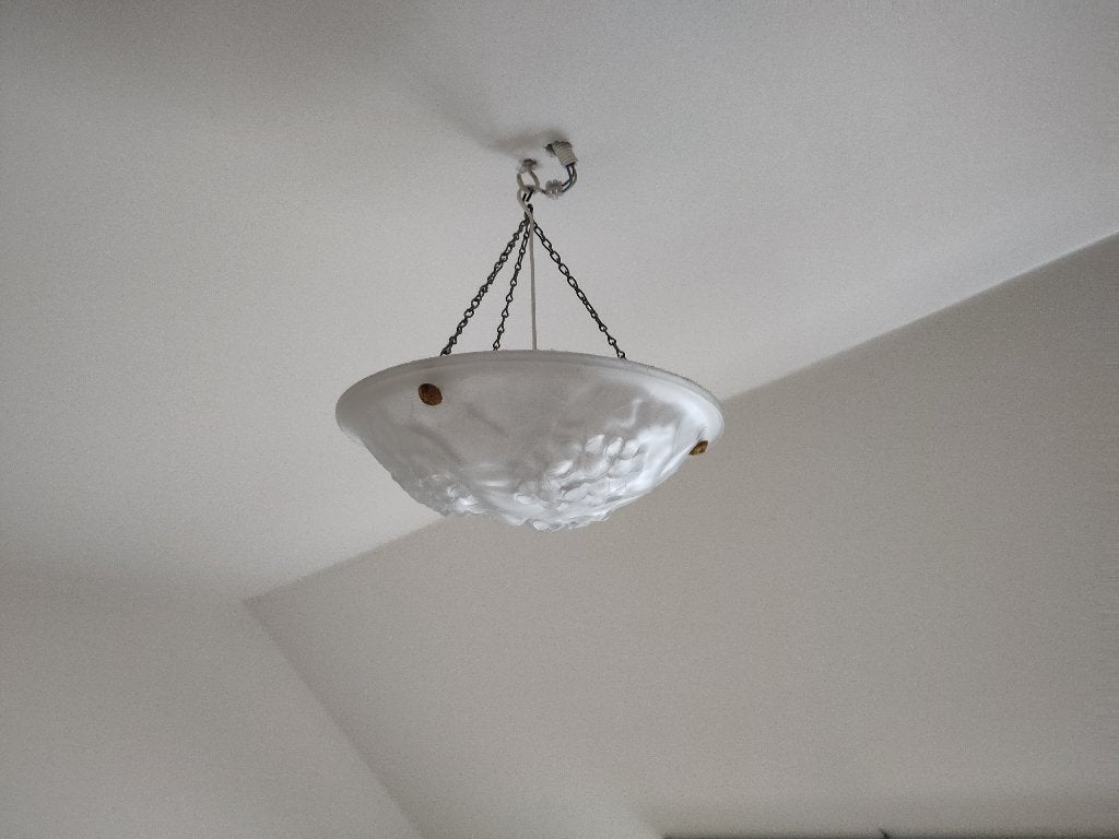Art Deco plafondlamp van mat glas, Ophalen, Gebruikt, Glas, Art Deco