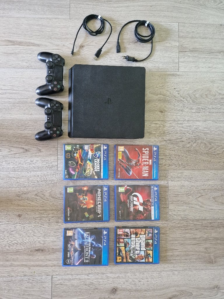 Sony Playstation 4 Slim (1TB opslag), Games en Spelcomputers, Spelcomputers | Sony PlayStation 4, Ophalen, Met games, Met 2 controllers