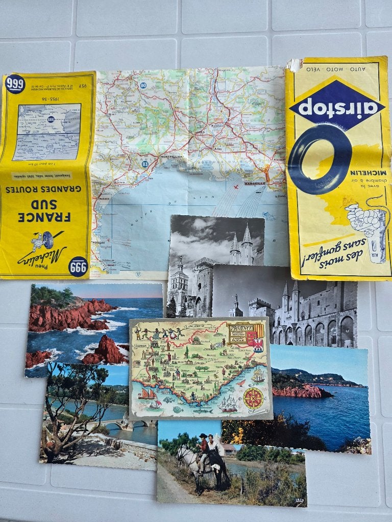 Lot Provence – carte Michelin 1955‑56 + cartes (7 pcs), Verzamelen, Ophalen of Verzenden, Gebruikt