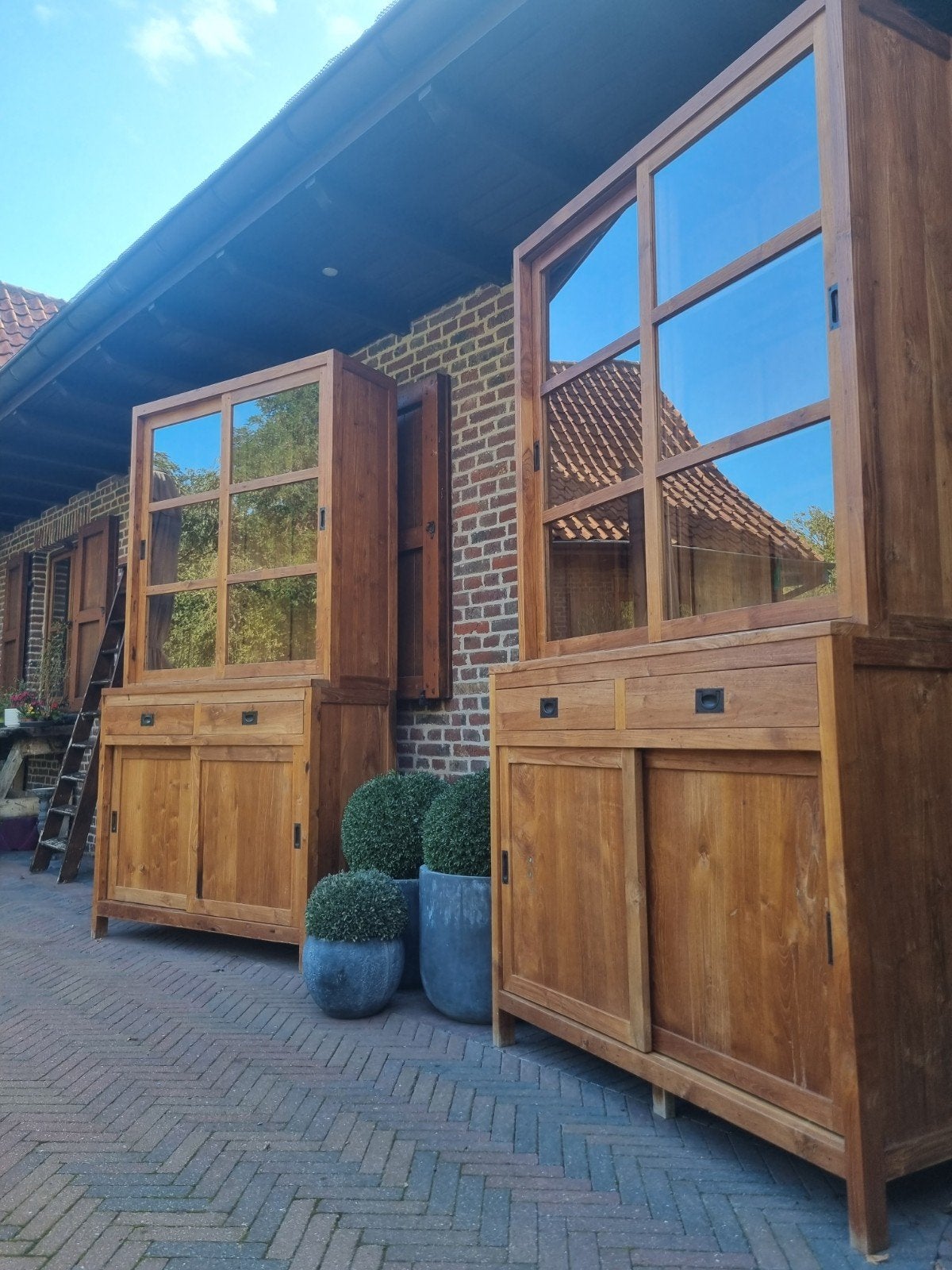 2x teak buffetkast/vitrinekast ART:192/26.1+2, Ophalen, 100 tot 150 cm, 200 cm of meer, .