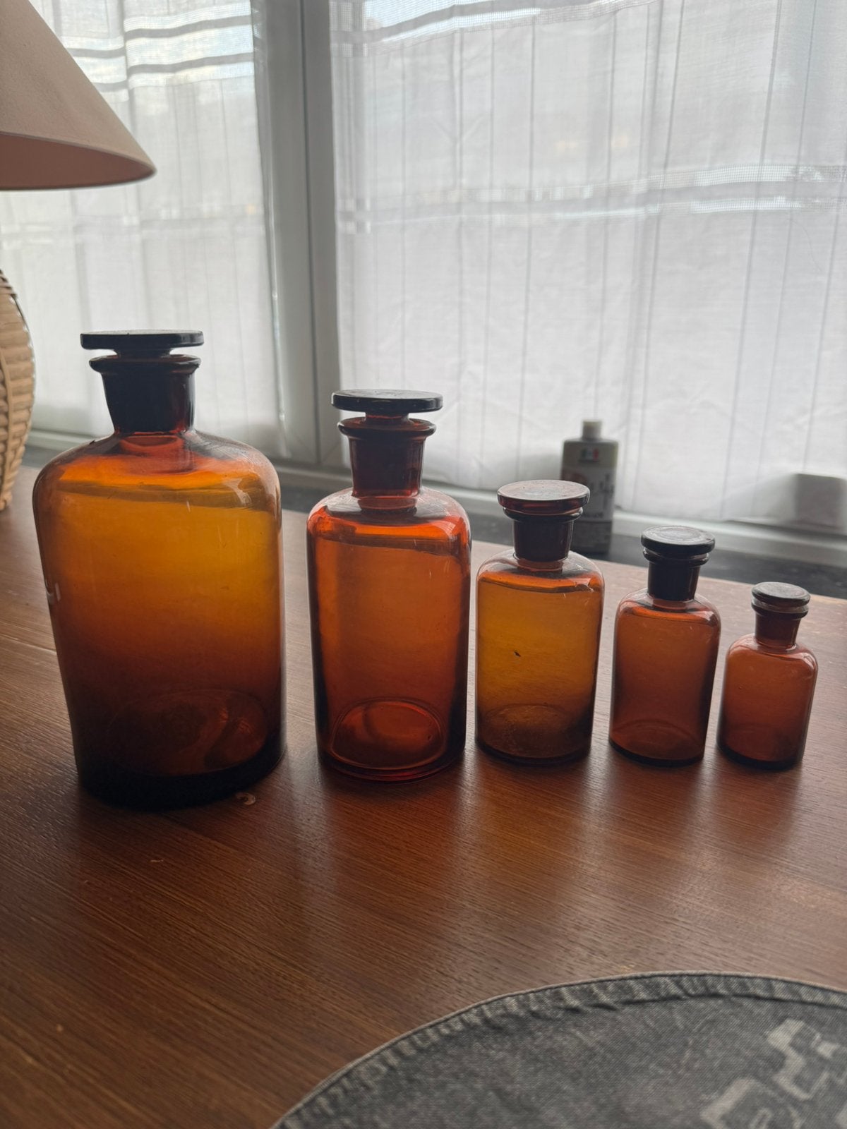 Bouteilles de pharmacie en verre marron/bouteilles de chimie, Ophalen of Verzenden