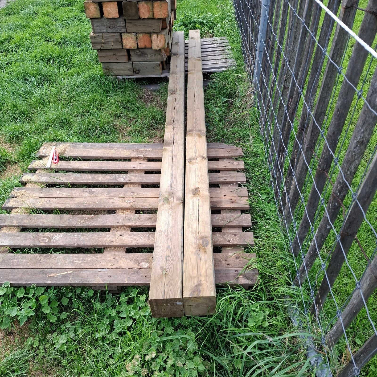 2 houten geïmpigneerde paal 12x12x3300, Tuin en Terras, Ophalen, Palen, Nieuw, Hardhout