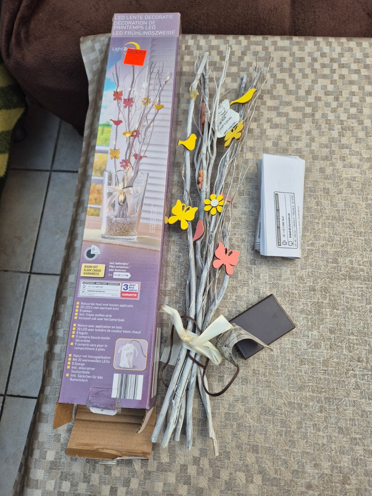 Houten decoratie Led met bloemen en vlinders, Huis en Inrichting, Ophalen