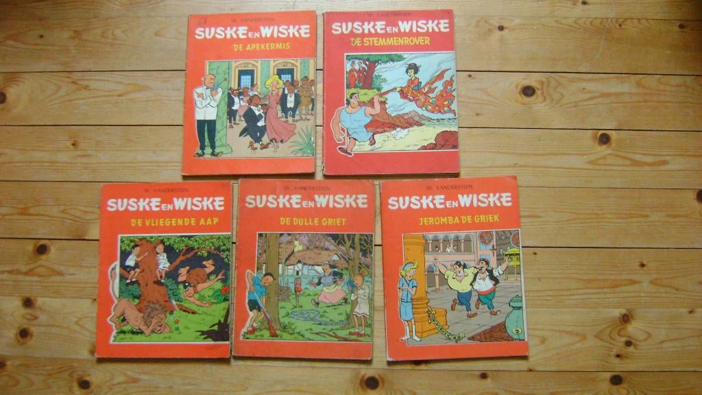 Suske en Wiske. 5 strips (1965-1966). Eerste druk. Matig, Willy Vandersteen, Meerdere stripboeken, Ophalen, Gelezen