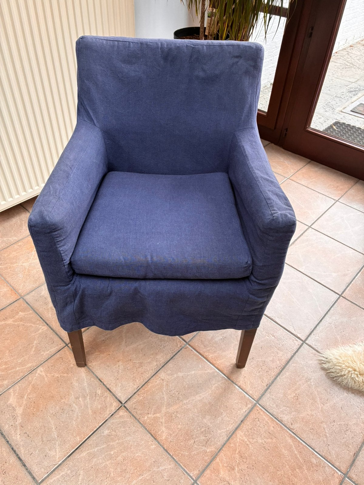 2 zeteltjes blauw, Huis en Inrichting, Fauteuils, Ophalen, Gebruikt, Hout
