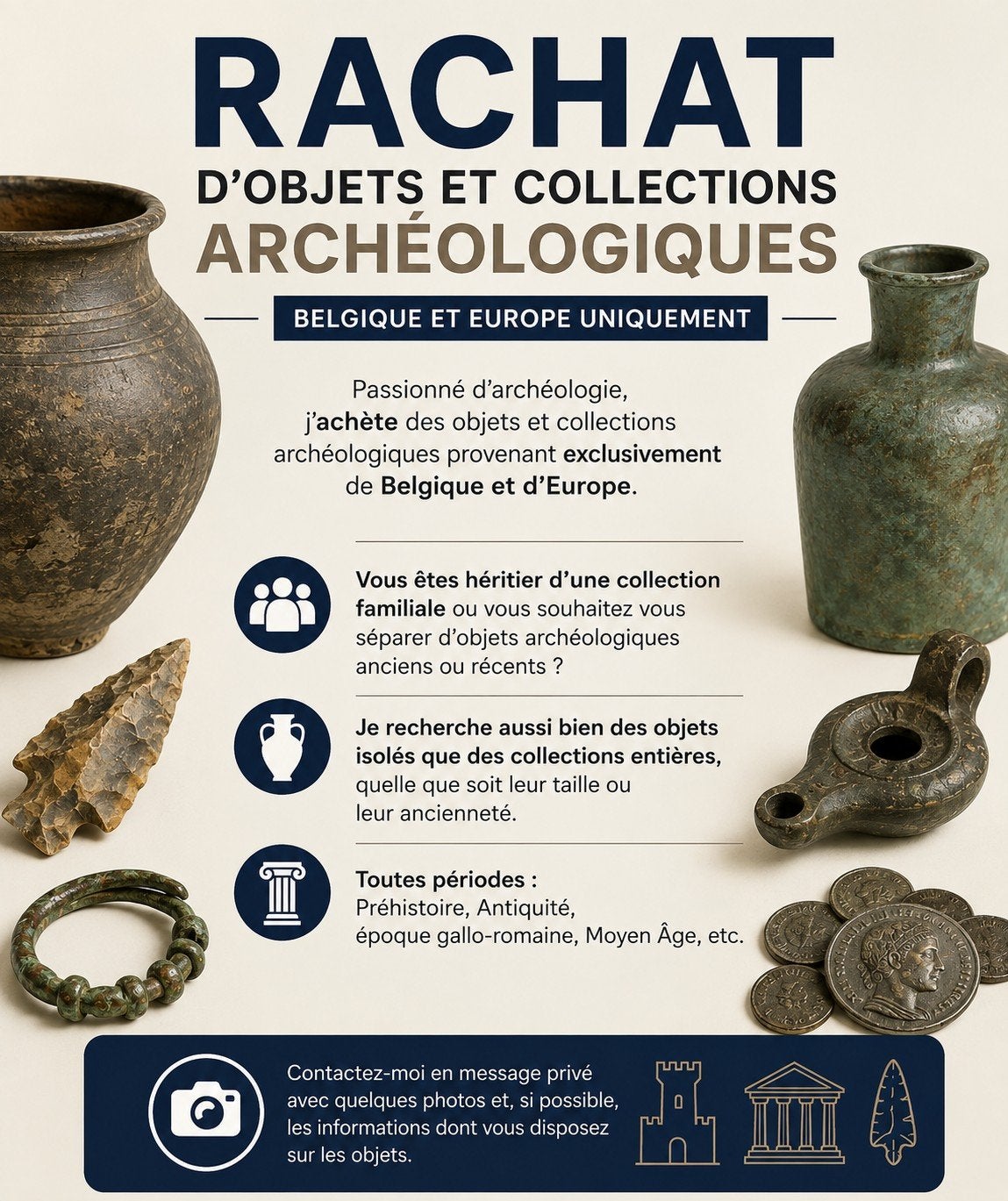 Rachat d’objets et collections archéologiques, Enlèvement ou Envoi