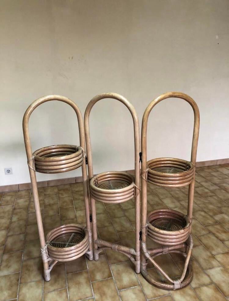 Vintage rotan plantenrek – inklapbaar, Huis en Inrichting, Ophalen of Verzenden, Zo goed als nieuw