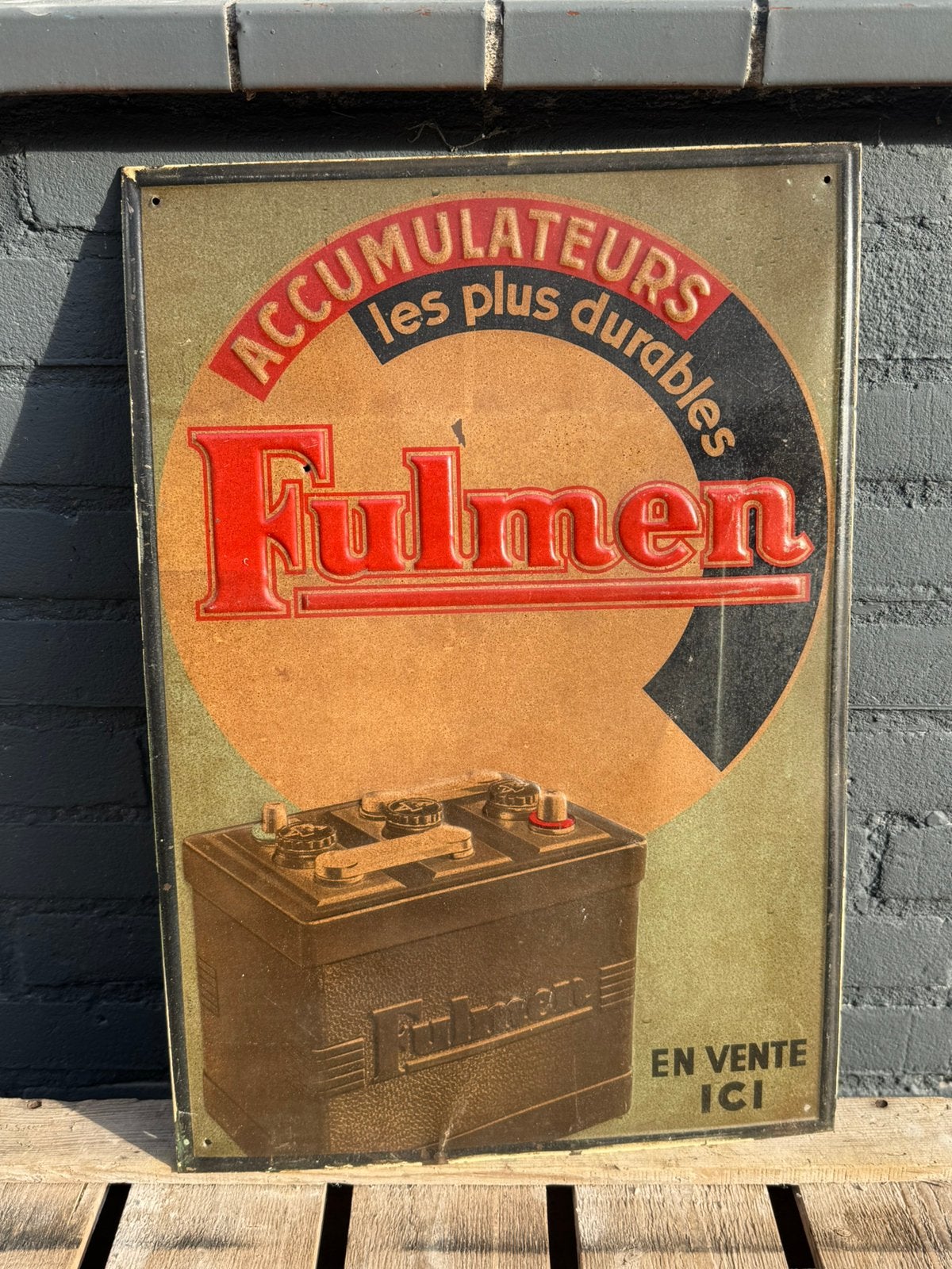 Panneau d'affichage ancien Fulmen Accu, Panneau publicitaire, ., Enlèvement, Utilisé