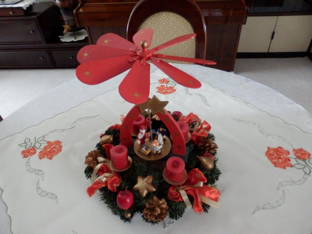 Prachtige Adventskrans met kerstmolentje, Maison & Meubles, Accessoires pour la Maison | Couronnes, 30 cm, Bois, Comme neuf, Enlèvement