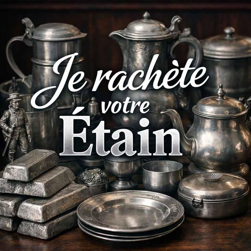 j achete l etain au plus haut prix , PAYEMENT CASH, Antiek en Kunst, Antiek | Tin, Ophalen