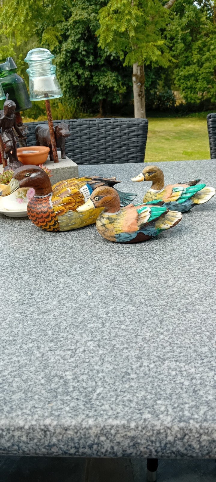 3 Oude brocante houten eendjes, Enlèvement ou Envoi