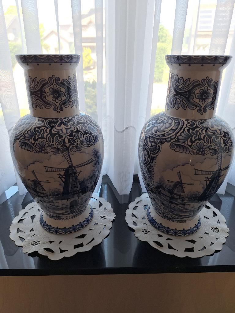 delfts blauw vazen, Ophalen, Blauw, Aardewerk of Porselein, Zo goed als nieuw
