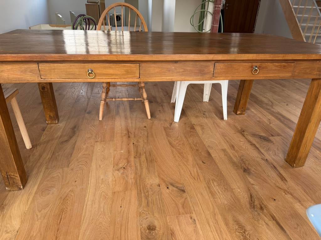 Massief houten tafel, Huis en Inrichting, Tafels | Eettafels, Ophalen, Gebruikt