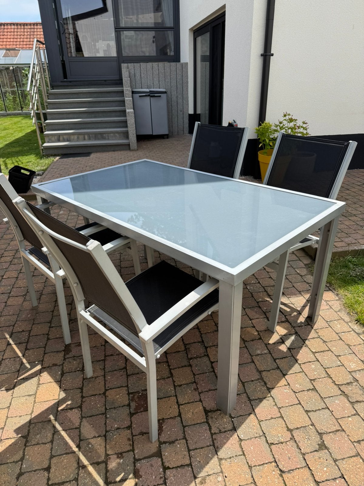 Table de jardin avec 4 chaises, Jardin & Terrasse, Salons de jardin, Aluminium, Enlèvement, Utilisé