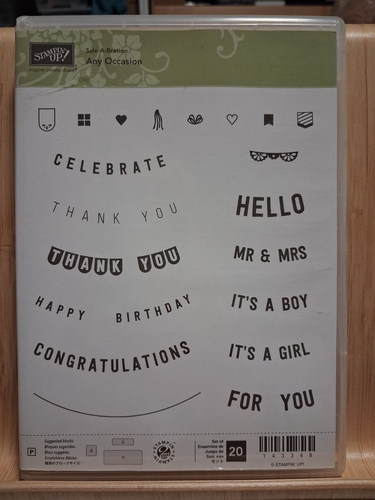 Stampin Up - Stempelset Any Occasion, Enlèvement