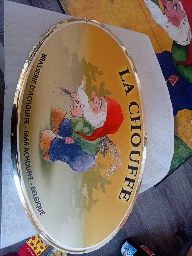 La chouffe, Enlèvement ou Envoi, Comme neuf, Panneau, Plaque ou Plaquette publicitaire